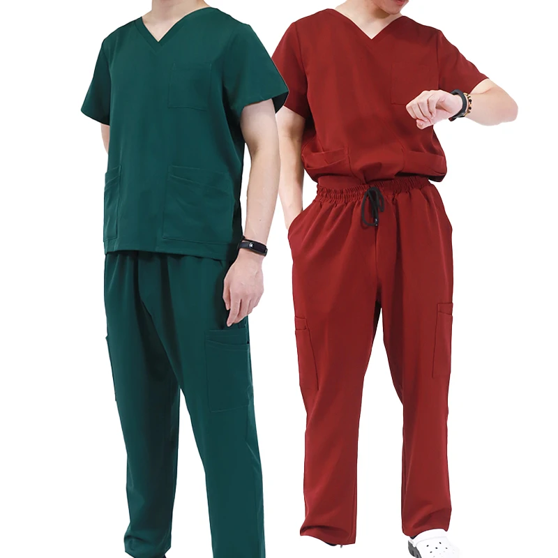 Best Medical Uniforms Wholesale For Doctors Clinic V-neck Short Sleeves Mens Comfortable Scrub Uniform Sets