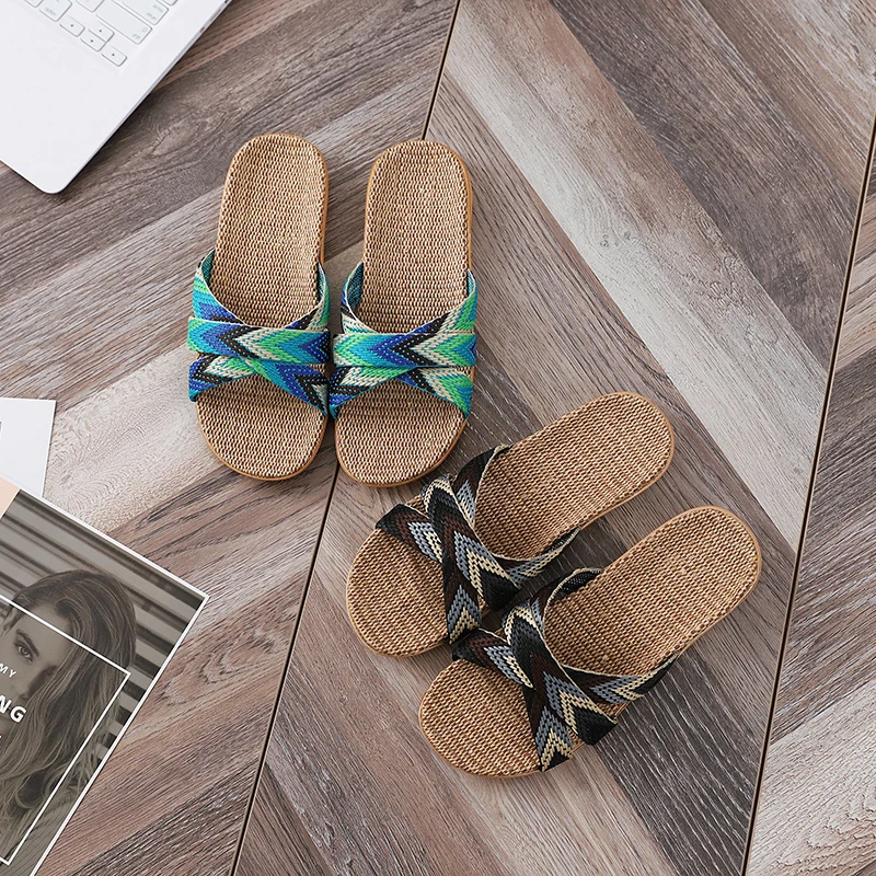 Whosale Jute Linen Disposable Slipper Latest Ladies Slippers Shoes And Sandals Size Shoes Summer Beach Slides Slipper Sandals