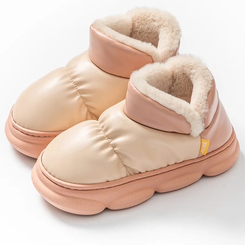 2024 Fashion Winter Brand Plush Cotton Slippers Women Flats Shoes Platform Casual waterproof Home Slippers boots  for Women