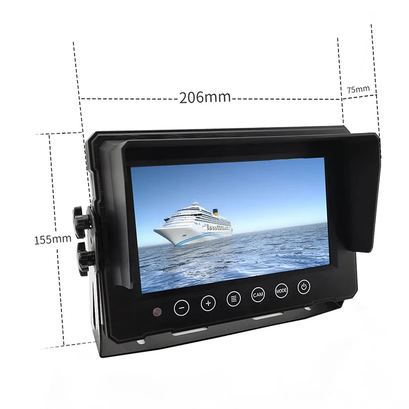 Factory direct 7 Inch Waterproof Portable Monitor Lcd Touch bottom Monitor With waterproof Housing on stock camera car monitor