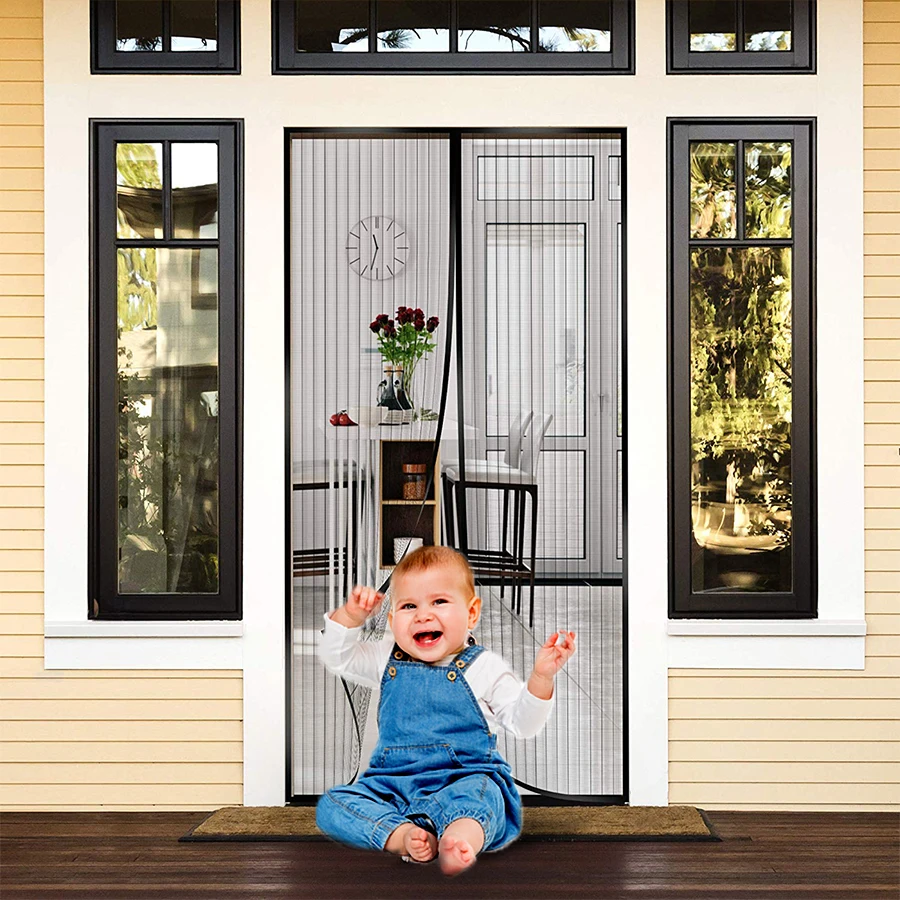 100x210CM Magic mesh mosquito net curtain door anti flies magnet mesh for door