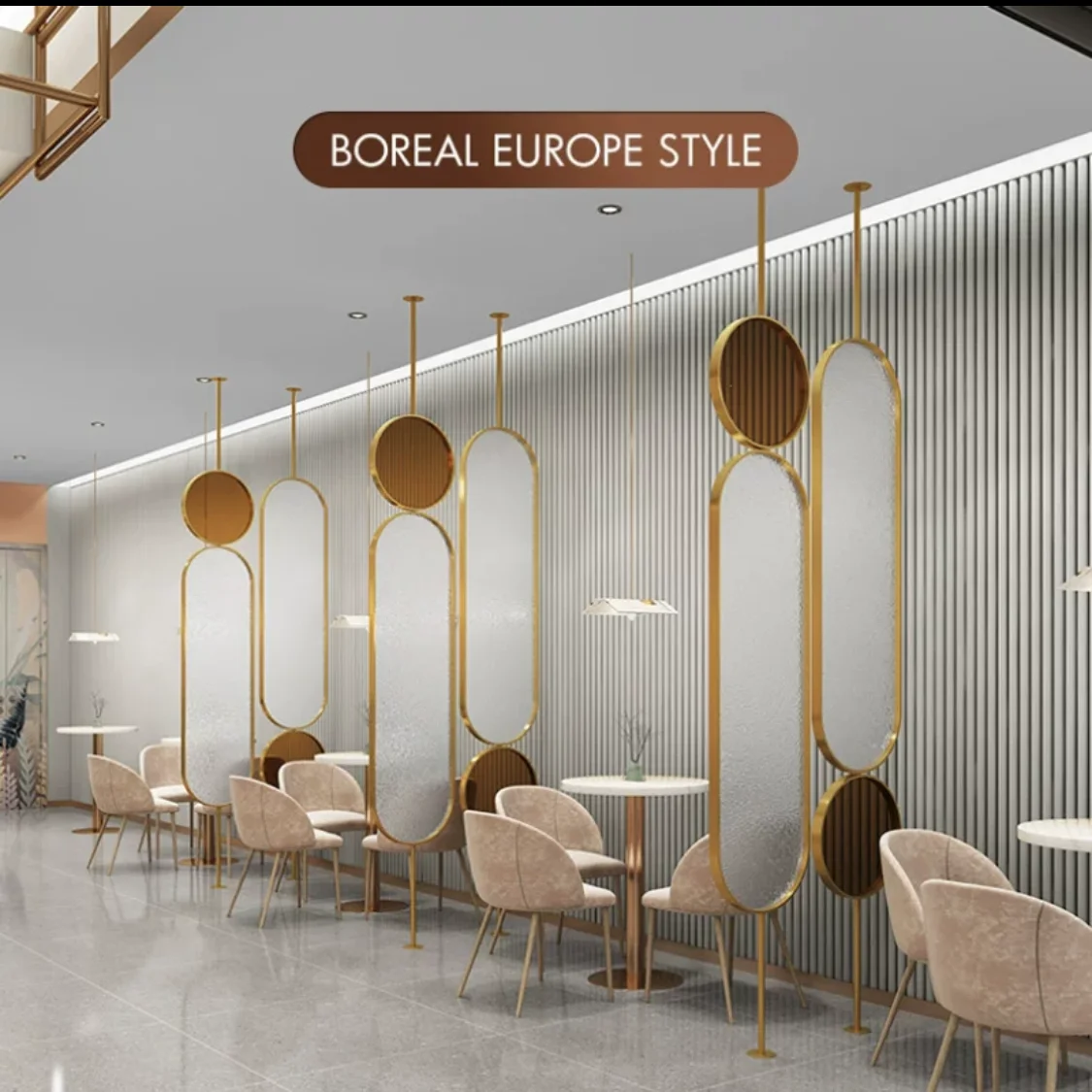 Modern Stainless Steel Partition Interior Divider Screen For Salon Hotel Living Room