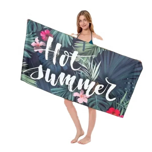 RPET  custom design double side printed sand free recycled microfiber suede swimming large beach towel