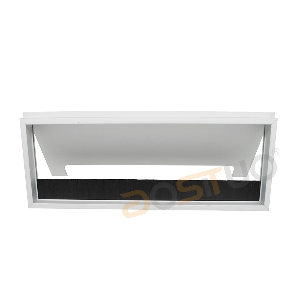 Customized size aluminum flip up wire organizer box tabletop rectangular cable grommet for office workstation
