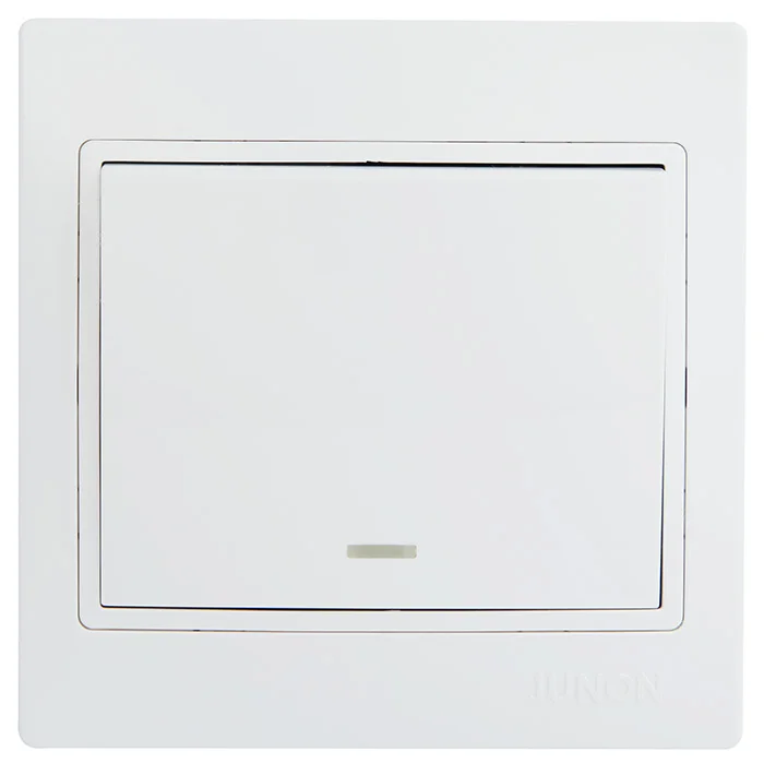JUNON Meatal and Plastic One Gang One Way Electrical Wall Switch with LED Light
