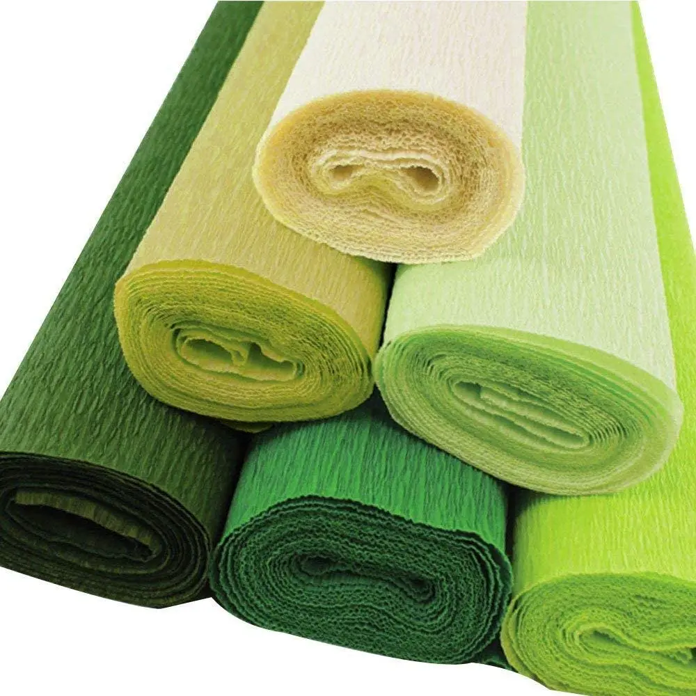 
wrapping colorful crepe paper roll 