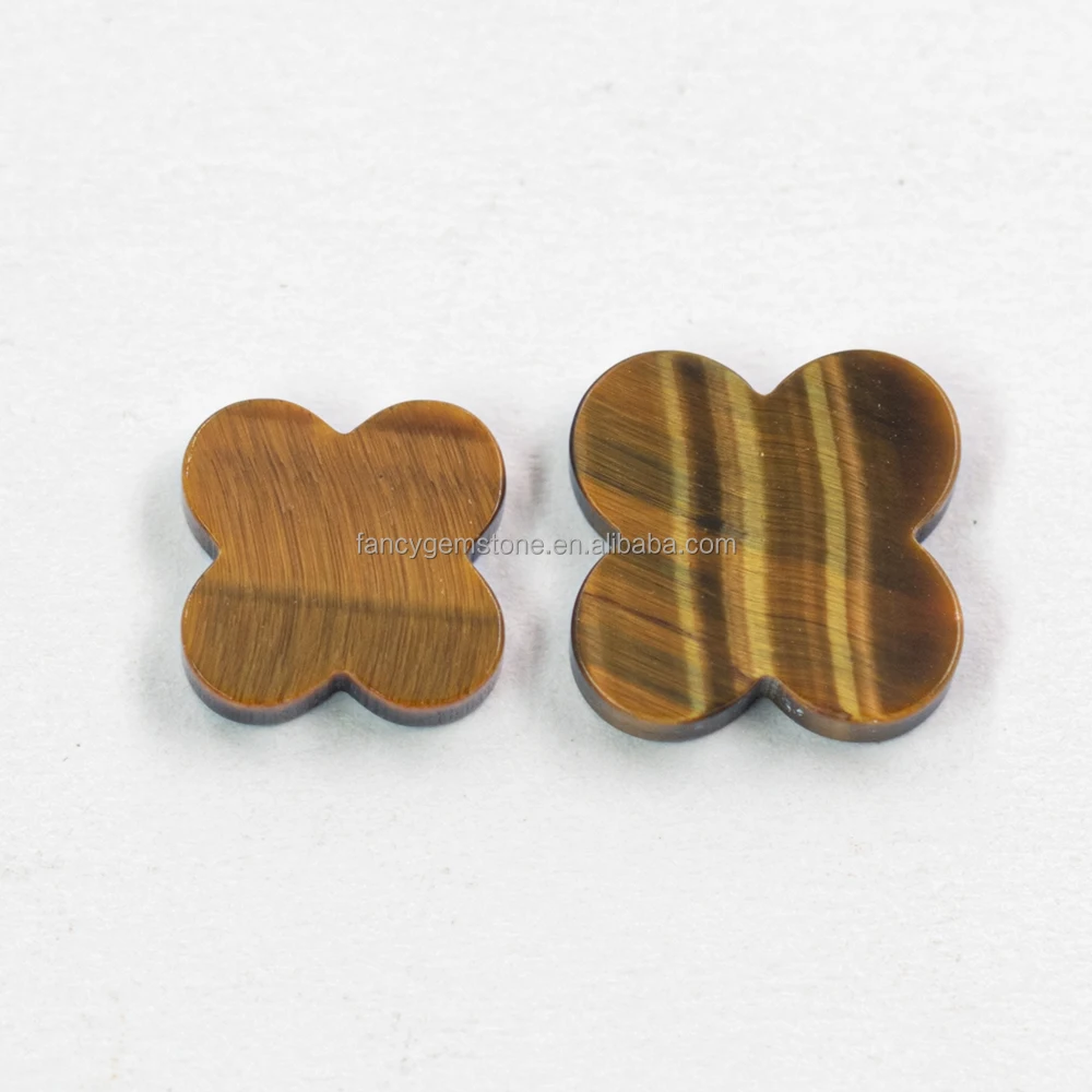 Wholesale Price 8mm-16mm Four Clover Leaf Gems Natural Agate Shell Tiger Eyes Stone Malachite Stone for Jewelry Makingate Shell