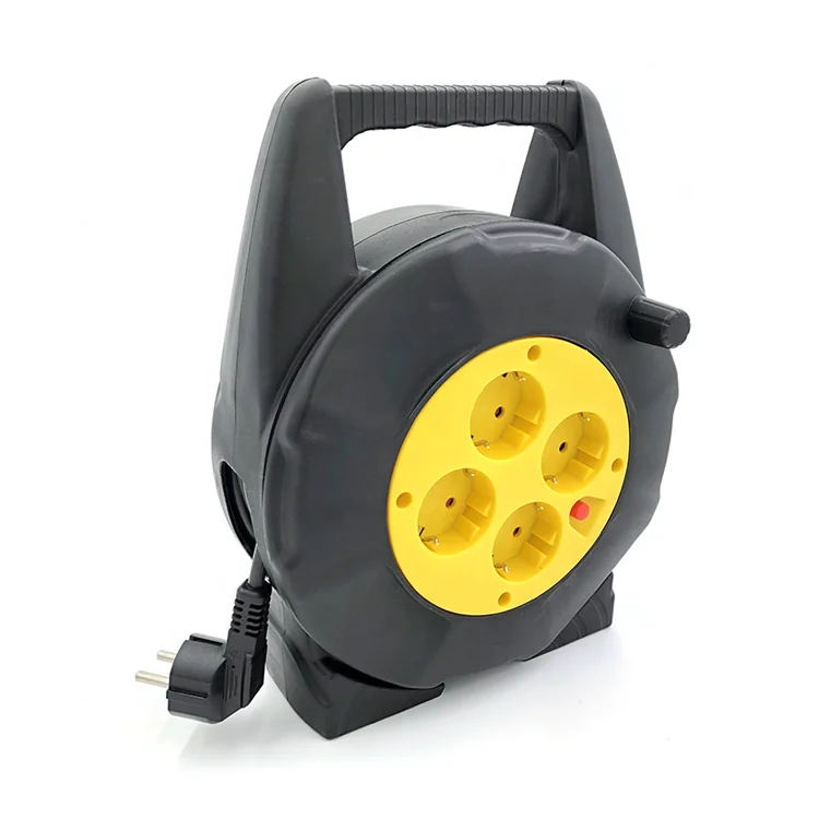 4x16A sockets small electric extension power cord reel germany type mini retractable cable reel