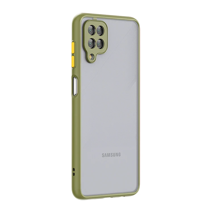  Чехол для Samsung Galaxy A12 с защитой камеры чехол сотового телефона двухцветный Прозрачный матовый из ТПУ