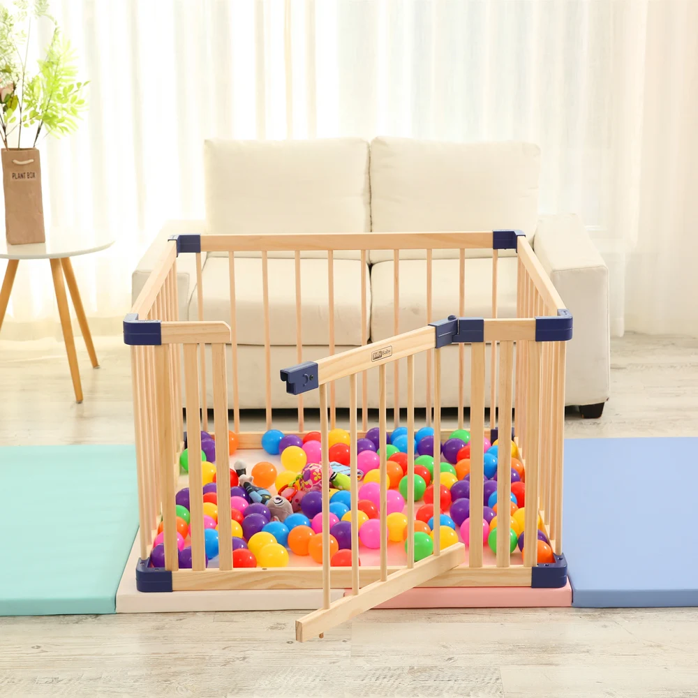 JollyBaby Wooden Folding Baby Playpen  Wood Baby Fence Big Siz  61cm natural wooden playpen