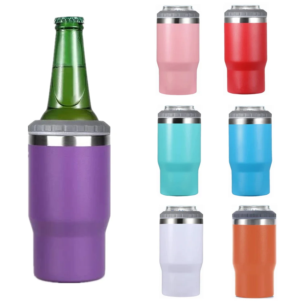 In Stock Can Cooler Double Walled Stainless Steel Tumbler Beer Cooler Mug Keep Cold Long Wholesale 14oz