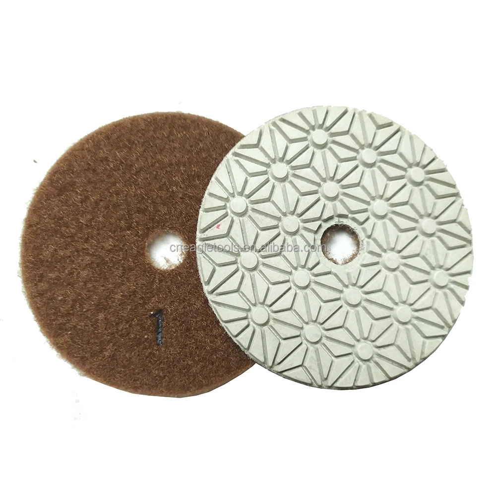 Quartz Marble Polishing Pads Wet or Dry Polishing Pads 3 Step Diamond Granite 100mm Flexible Resin Polishing Pad