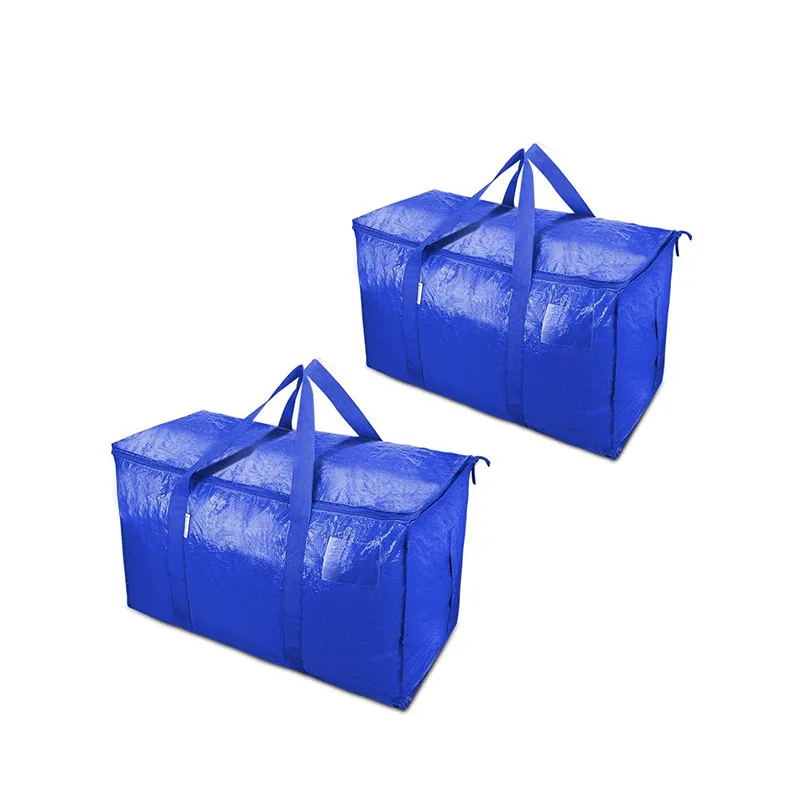 Extra Large PP Woven Storage Moving Bag Foldable Heavy Duty Moving Bag with Zipper, Reinforced Handle, Tag Pockets