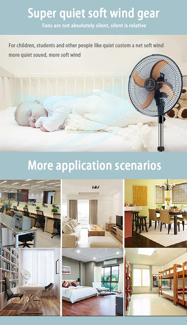 Chinese Factory Hot Sale Standing Pedestal Fan Intensive Cover 220V 100W AC Copper Motor Stand Fan Price