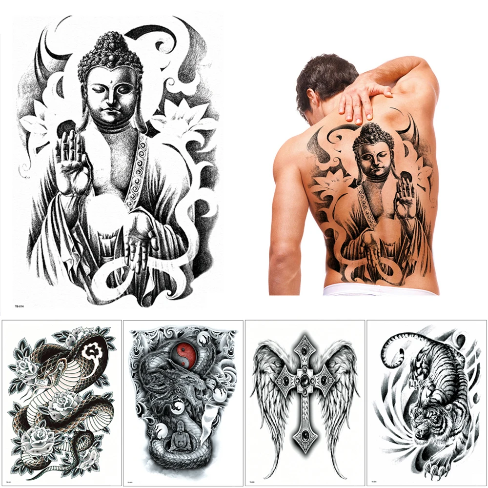 
TB Full Back Huge Religious statu Tattoo Stickers 
