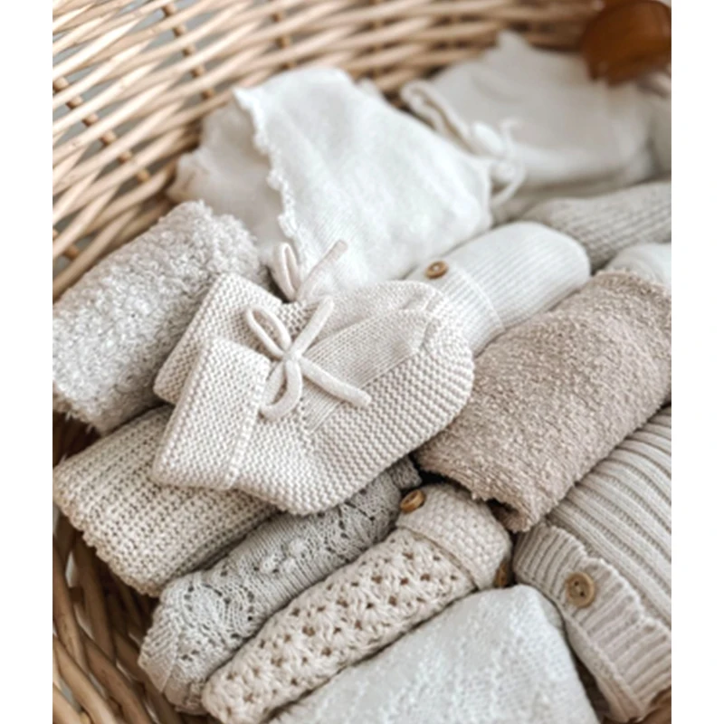 Высококачественные 2025 новые зимние милые детские вязаные ботинки на заказ 100% из органического хлопка теплые носки