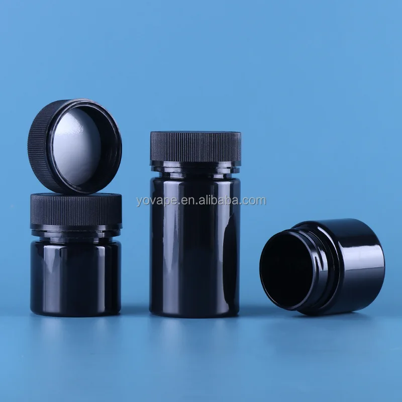 Wide Mouth 60 g 120 g 120ml UV Opaque Black Moisturizing Gel Body Butter Cream Plastic Ointment Jar with Child Proof Grained Lid