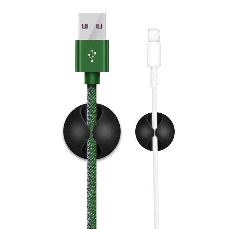 2 holes silicone cable organizer usb cable   clip  for wires management