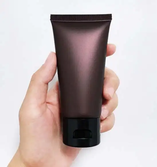 50ml 100ml 200ml PE plastic shiny brown matt brown white cream soft tube cleanser tube hand lotion tube with black flip lid