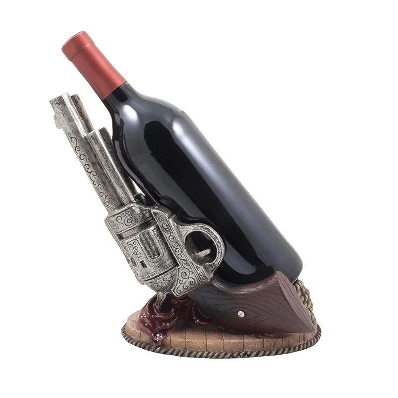 Wholesale Hot Selling Western Style Bar Decorations Pistol Sculpture Wine Rack Bottle Holder