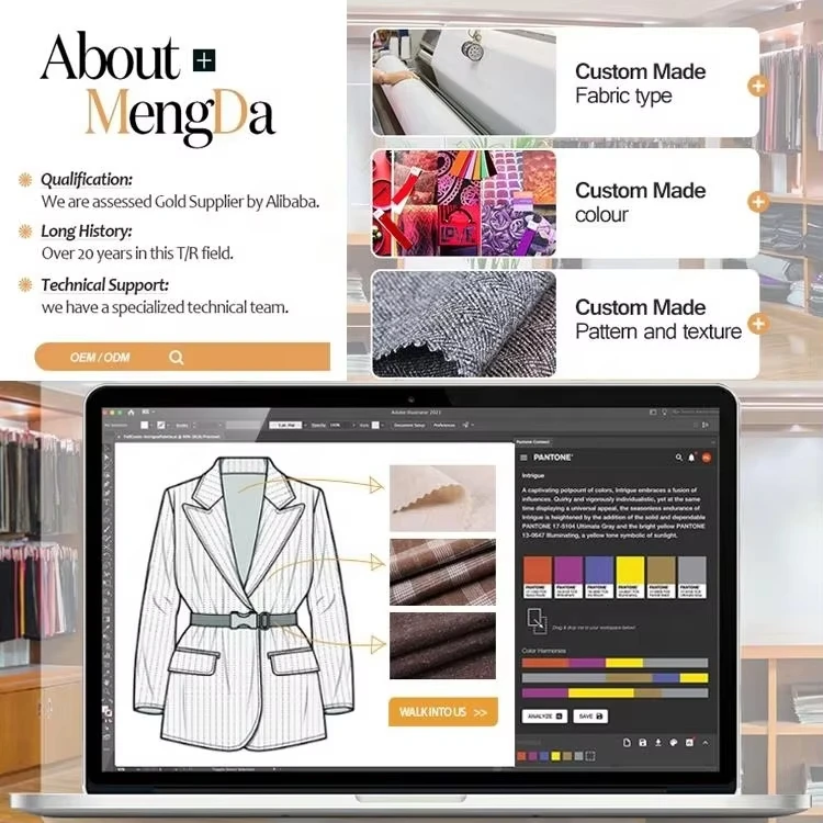 TR 345GSM small check grey polyester elastic knitted tweed fabric for coat