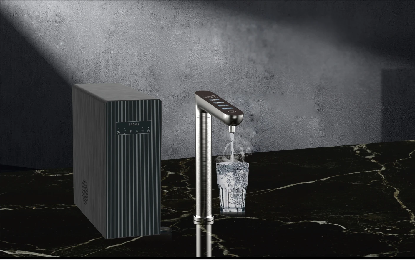 Instant hot and cold water dispenser purifier fresh sparkling water maker with CO2 Gas ice cooling water for home