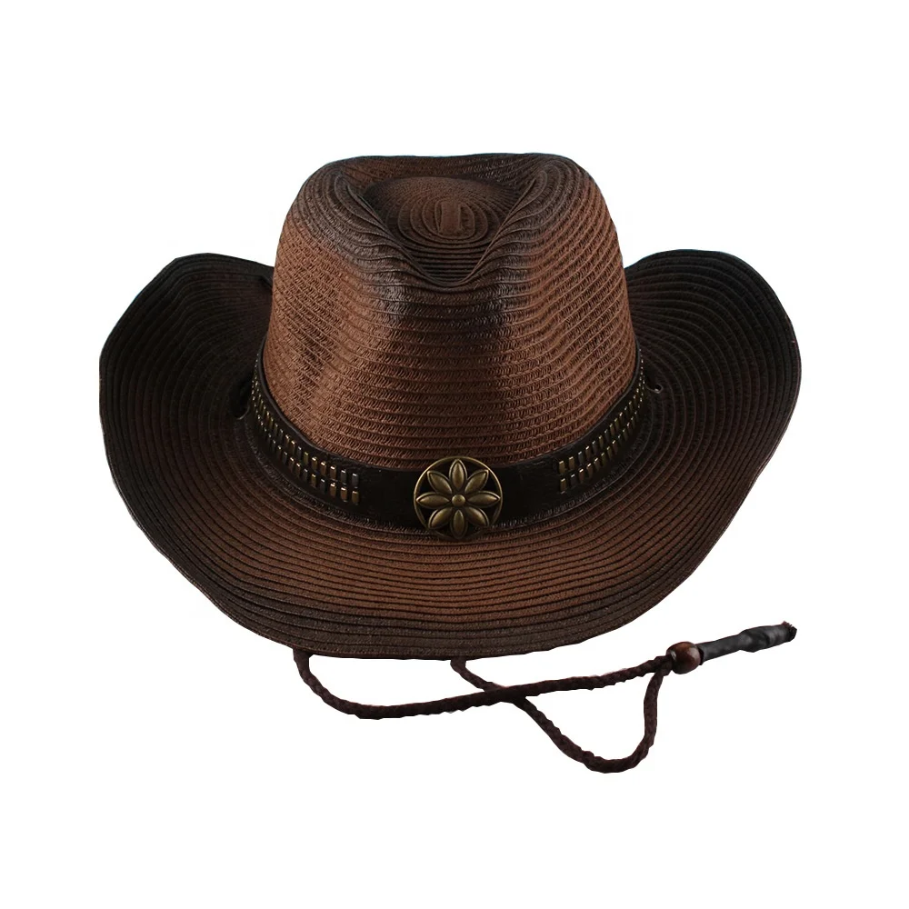 Hot Sale Western Cowboy Hat New Curled up Jazz Top Hat European Style Summer Straw Hats With Large Brims (1600440988951)