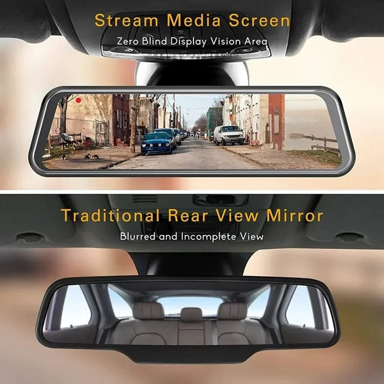 10 Inch Touch Screen Stream Media Car DVR Dash Cam Dual Lens Rear View Mirror Auto Dashcam Video Recorder Car HD Dash Camera