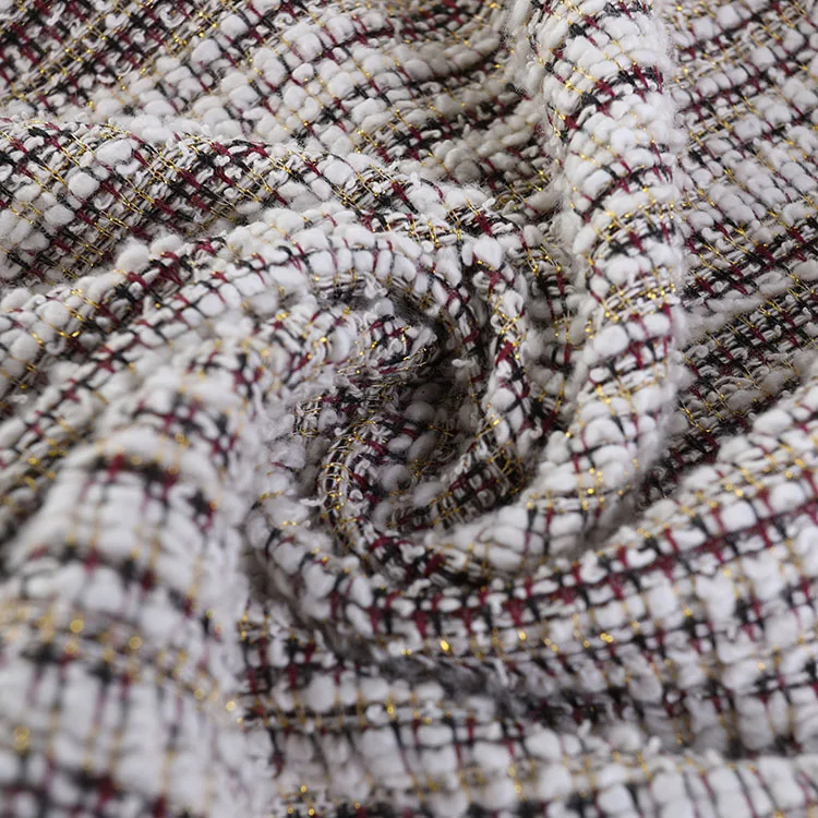 Однотонная трикотажная жаккардовая ткань Lansheng, полиэстер, хлопок, Золотой Люрекс