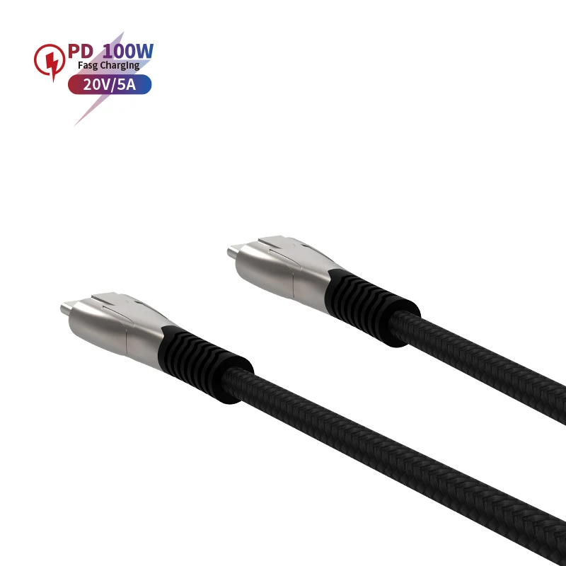OEM ODM ручная пресс-форма из цинкового сплава в нейлоновой оплетке USB 3.1Gen с 2 портами (стандарт C PD type-c type c кабель 100 Вт зарядный кабель