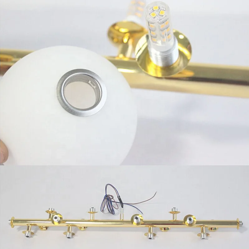 American country gold metal linear milk white glass 110 volt hanging lamp led chandelier for dining room bedroom living room