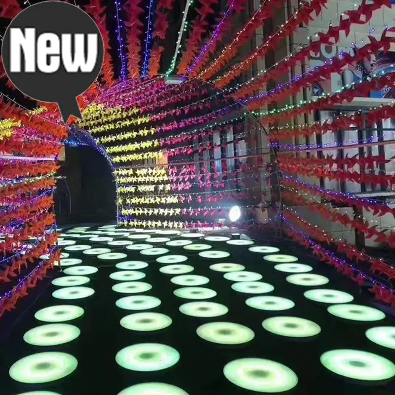 led RGB round interactive floor sensor  brick light led dance floor piano for amusement park hall decoration