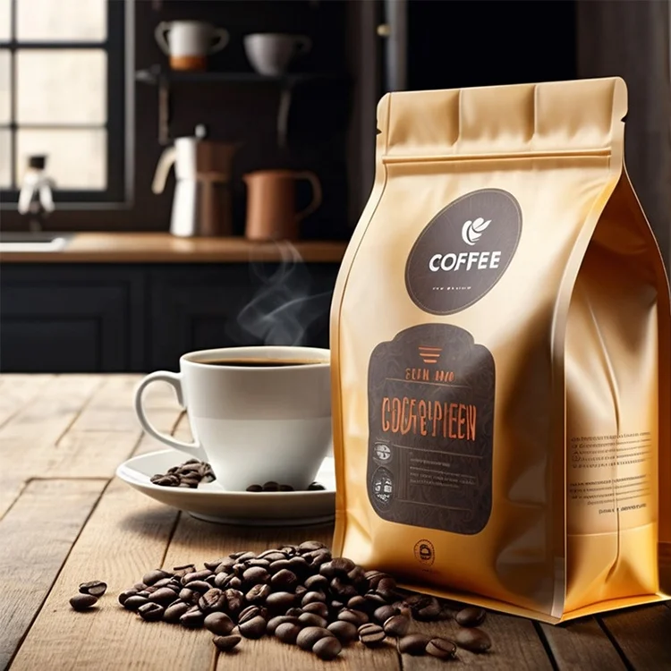 250g 500g 1kg Flat Bottom Coffee Pouch Custom Empty Coffee Bags With Valve Custom Printed Coffee Beans Packaging Bags
