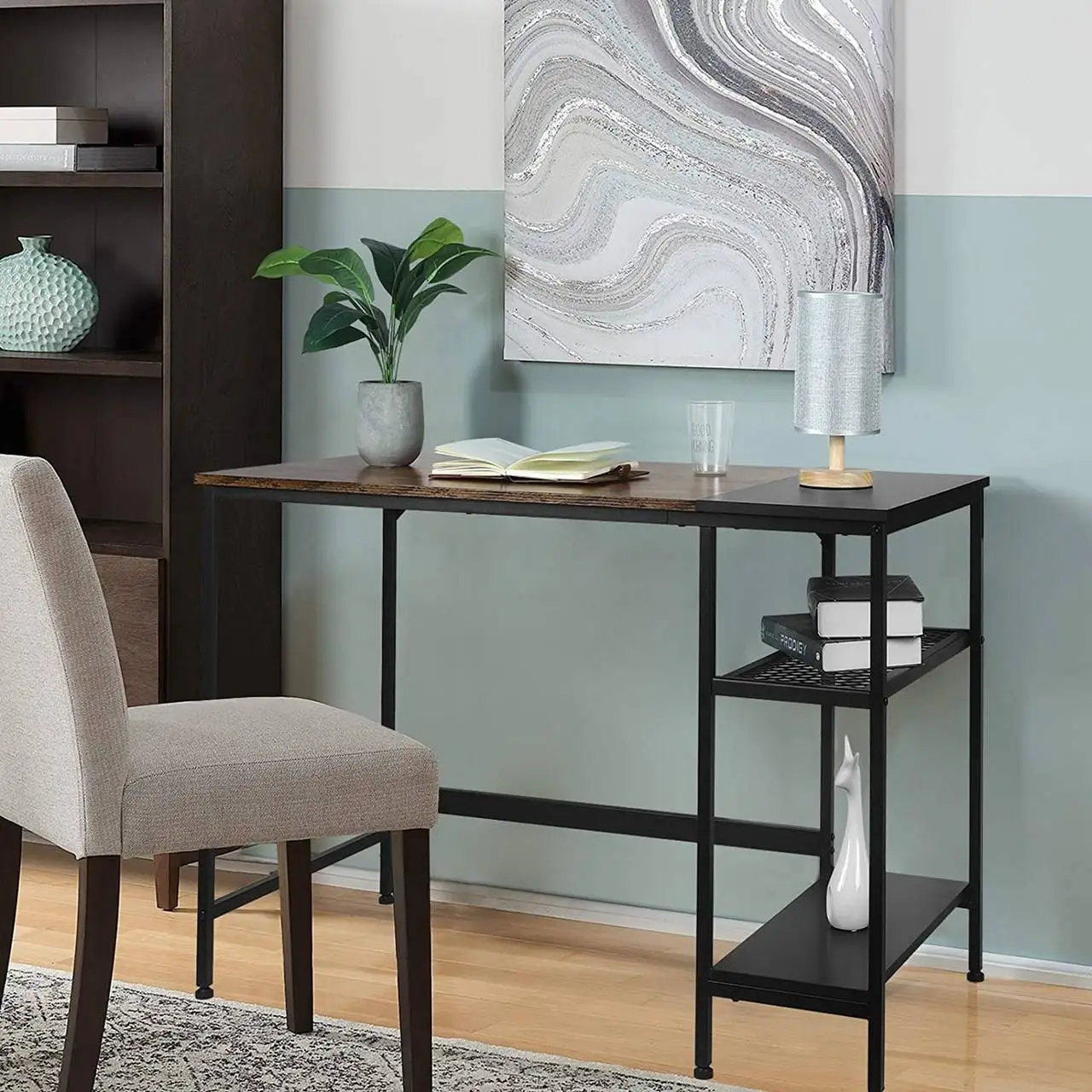 
 Регулируемый стол для дома и офиса, длинный угловой компьютерный стол с полками для хранения  