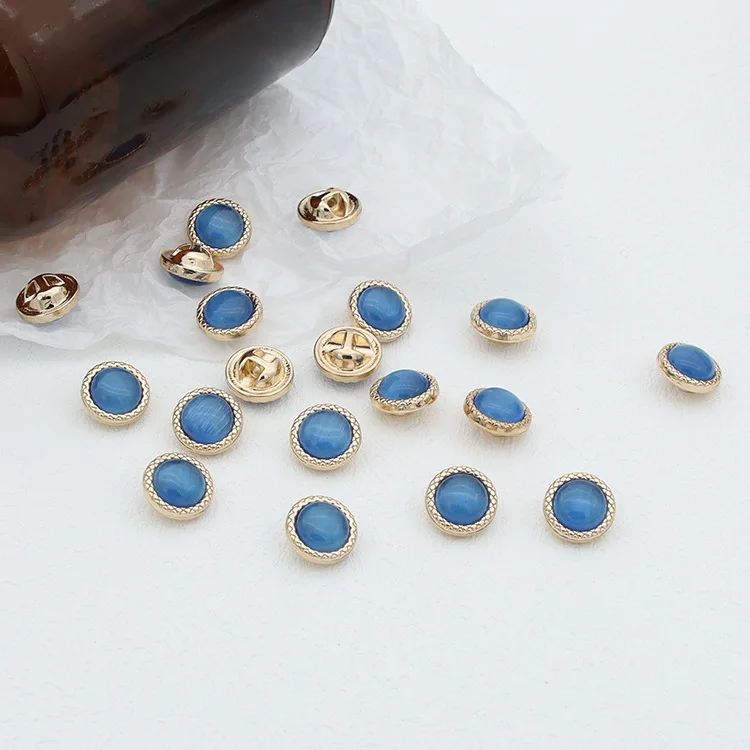 In Stock Metal Button Fashion Women Summer Shirt Vintage Metallic Colorful Opal Fancy Shank Sewing Buttons For Clothing