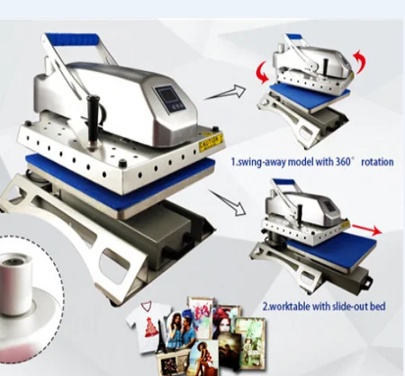 DTG printer heat press machine with slide out bed, wide work table for t-shirt heat press