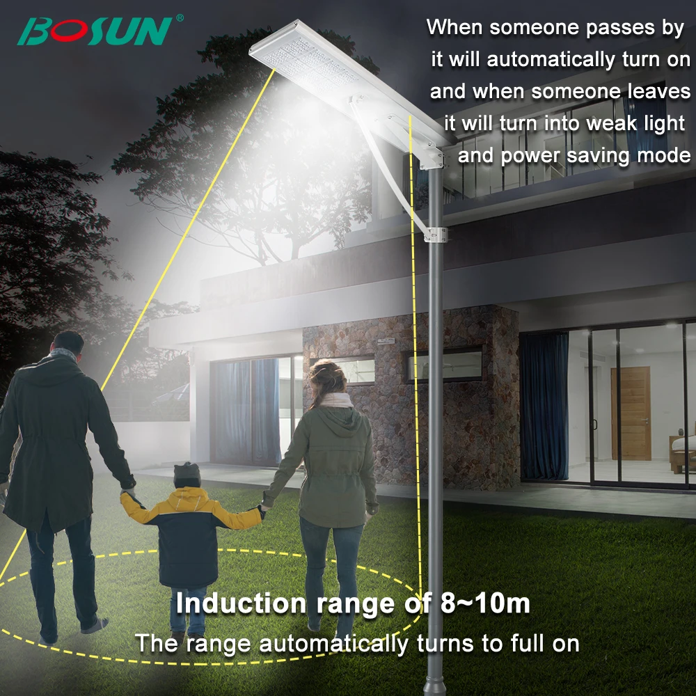 GEBOSUN New Design mono solar panel ip65 50w 60w 70w 80w 100w 120w all in one Integrated solar led street light