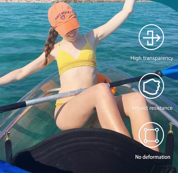 Crystal Kayak Fishing Boat Transparent Canoe with clear Bottom for Wholesale