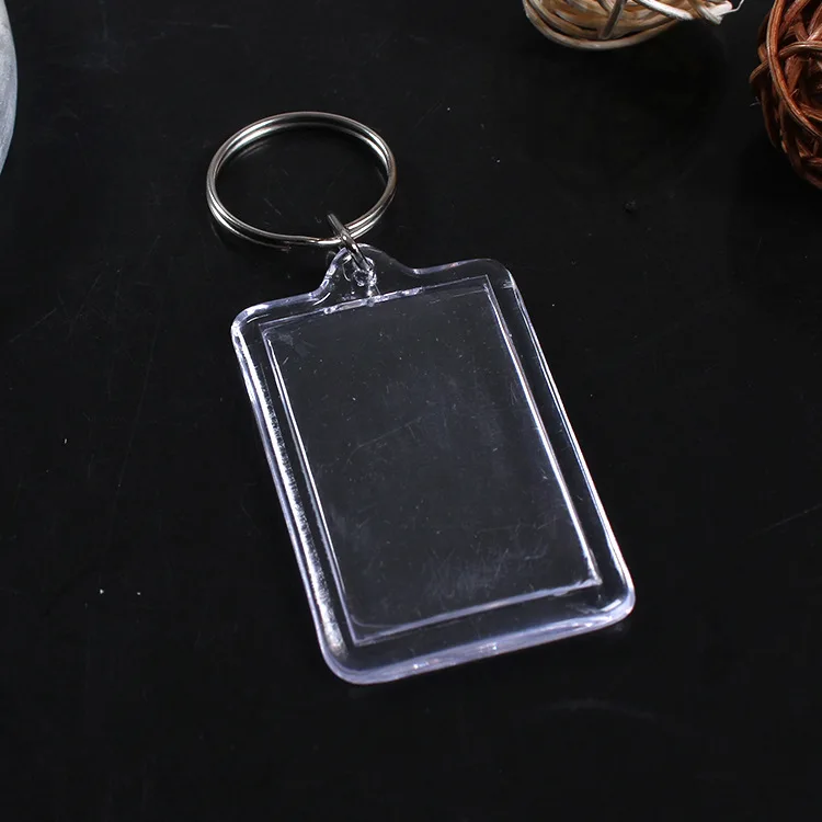 Clear Acrylic Photo Holder Keychain Transparent Zinc Alloy Plastic Charms Holographic Key Chain Charm Plastic Keychains 6 Color