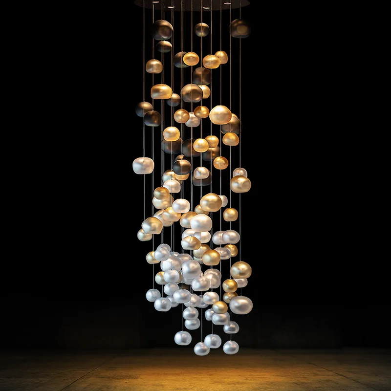 Банкетный отель лестница Круглый Люстра потолочная Вилла Дуплекс гостиная Лавовая стеклянная люстра подвесной светильник