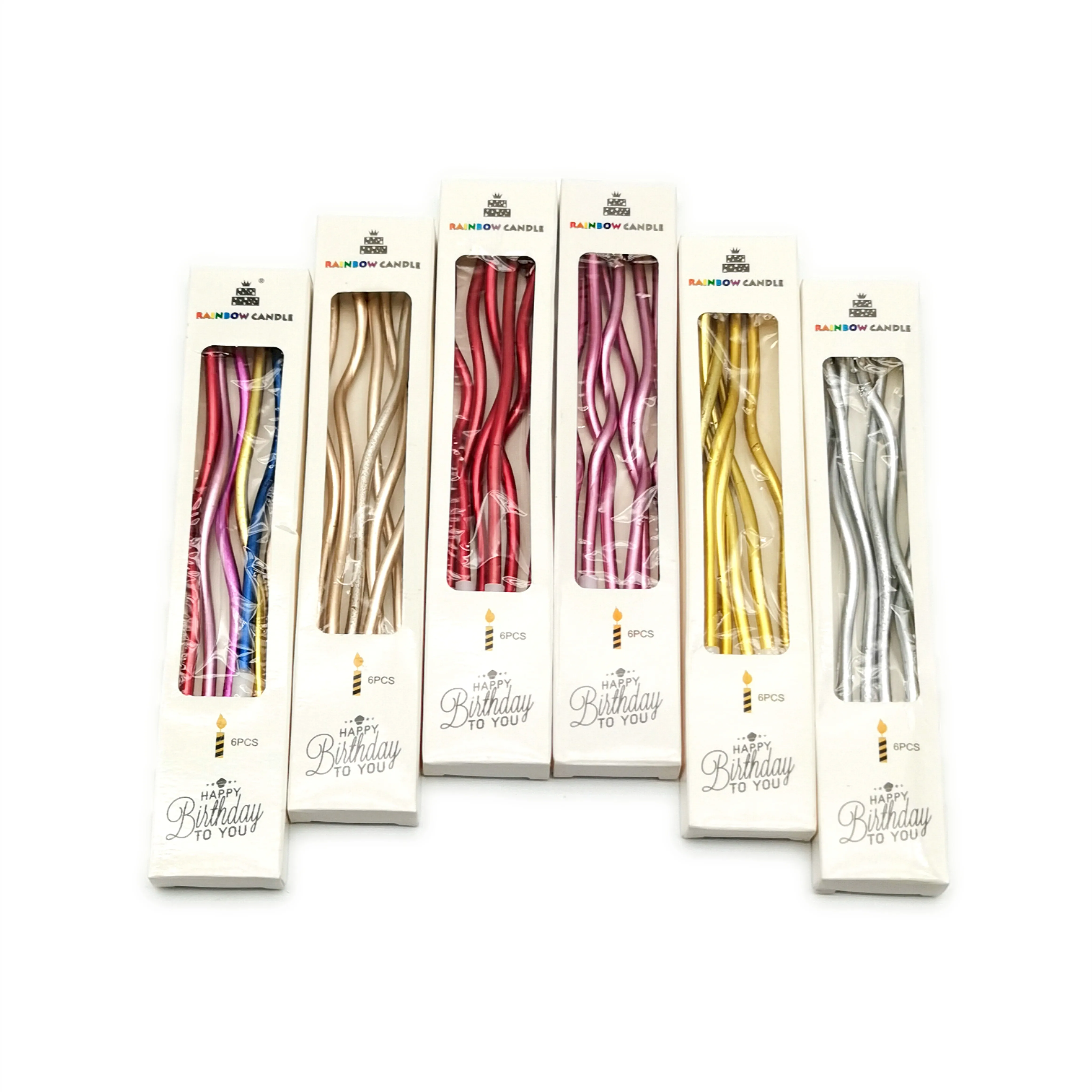 New Products Lilin Ulang Tahun Price reduction spiral gold color 6 long pillar birthday candles