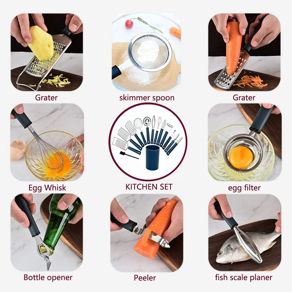 Kitchen Accessories Stainless Steel Vegetable Fruits Tools Non-Stick Cookware Gadgets and Tools Kit