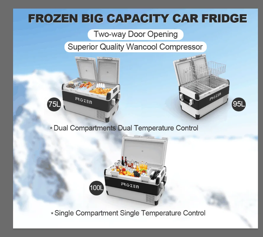 Замороженный автомобильный холодильник 2022, 12 В, 75 литров, автоматическая морозильная камера с компрессором переменного тока, холодильник постоянного тока для фургона, кемпинга, RV 4X4 с CE/ICES/GS/CB