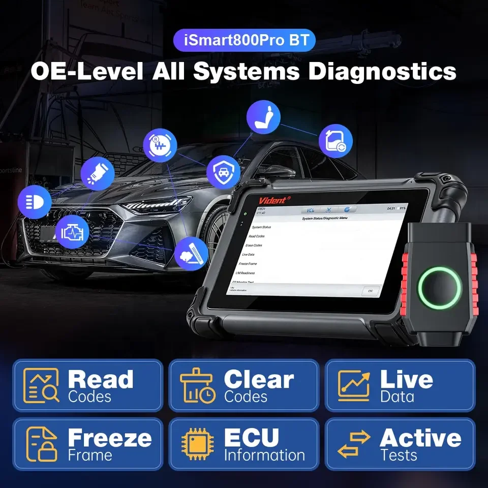 Vident iSmart800 Pro BT All System car Diagnostic Tool Online update OBD2 Code Reader with 40+ Reset Functions Key Programmer