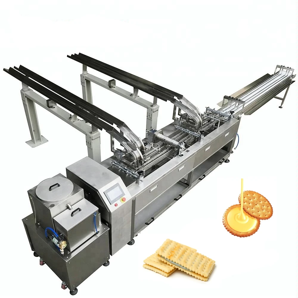 High quality double lane blackpink mini oreo biscuit and cookies sandwich making machine small for sale in India