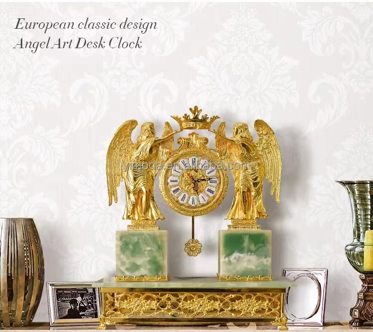 villa decoration table stand jade copper antique clocks for home living room luxury decor table clock