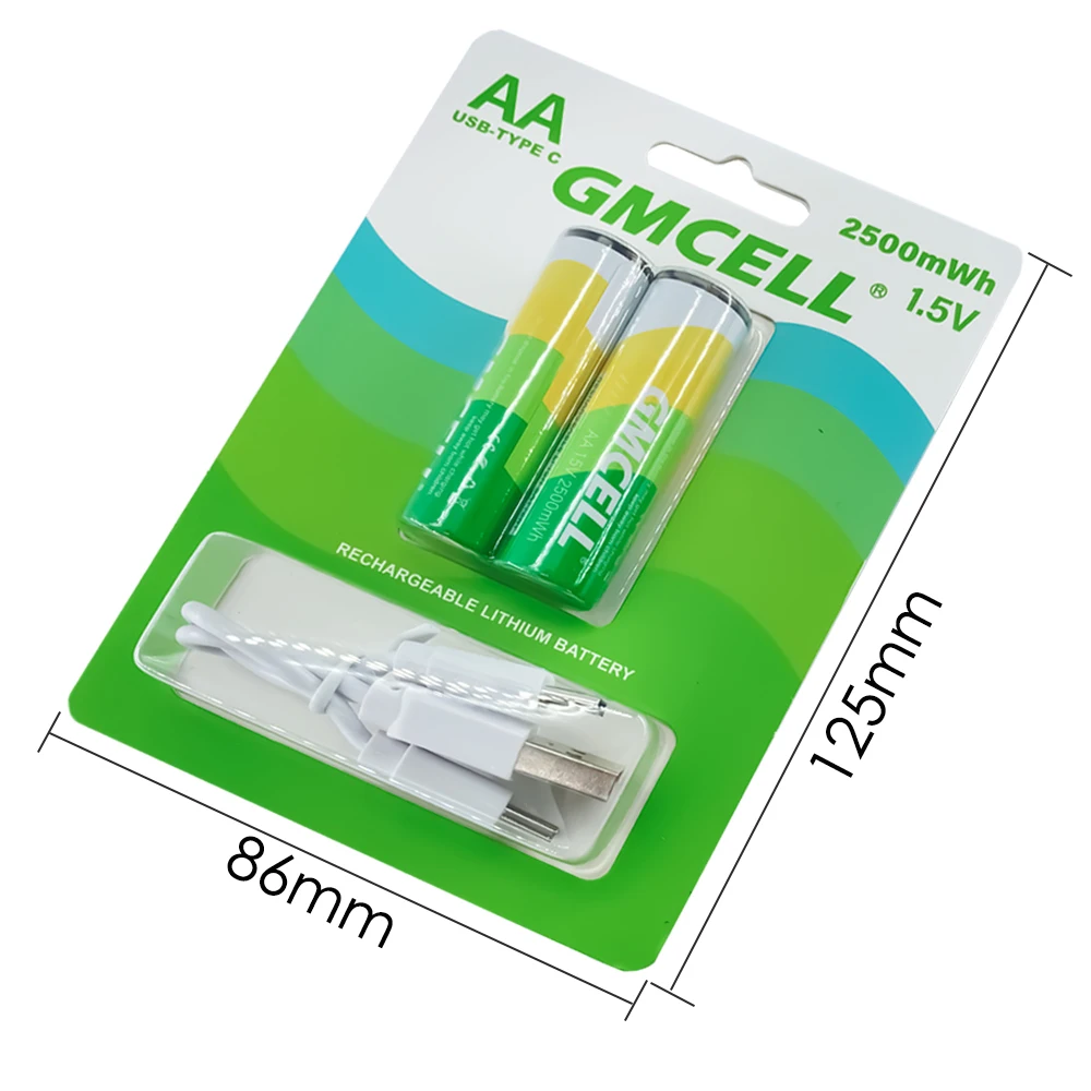 Высокое качество AA аккумуляторные батареи 1.5V USB литий 2200mAh Обеспечить OEM ODM