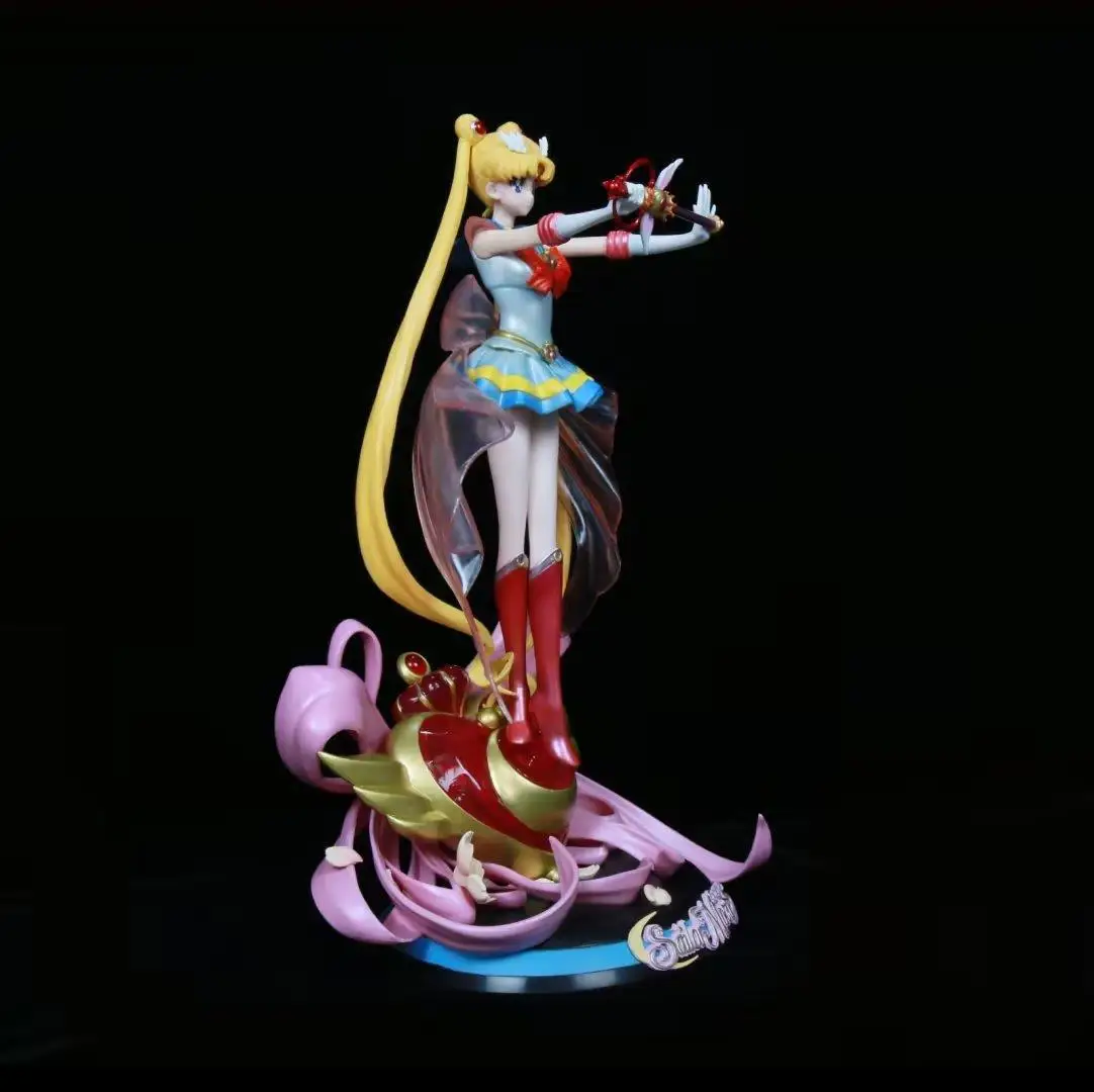 35cm anime GK Sailor Moon Mars Jupiter Tsukino Usagi Princess Serenity girl action figure with light PVC model toys