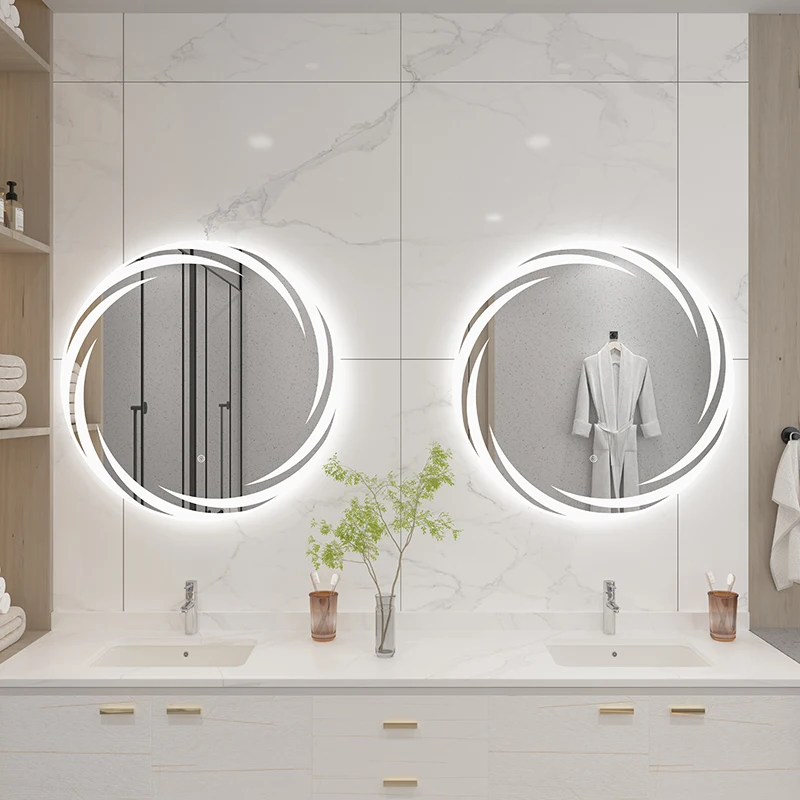 Bathroom Accessories Oval Round LED Mirror Wall Hung Smart Bath Mirror With LED Light for Bathroom