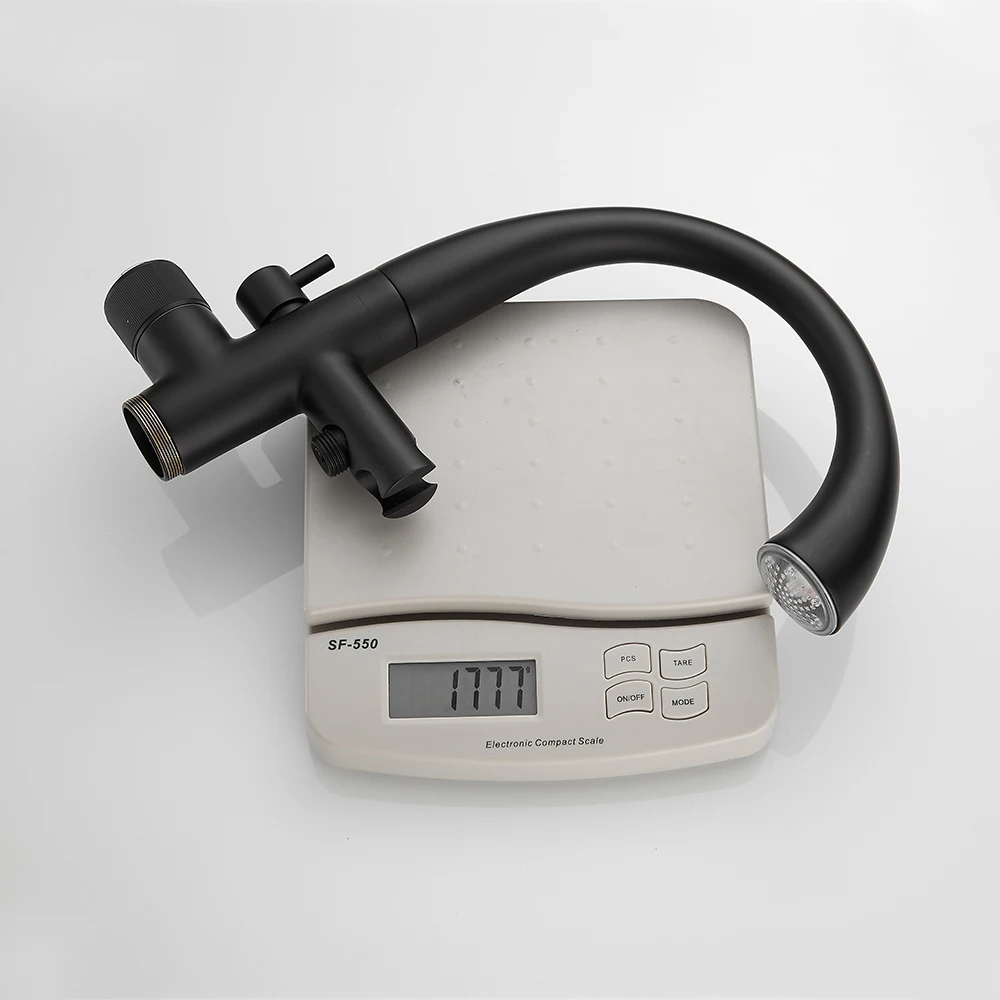 Black Led Free Standing Floor Mount Bathtub Faucet Shower Mixer Faucet Tub Spout With Shower Head